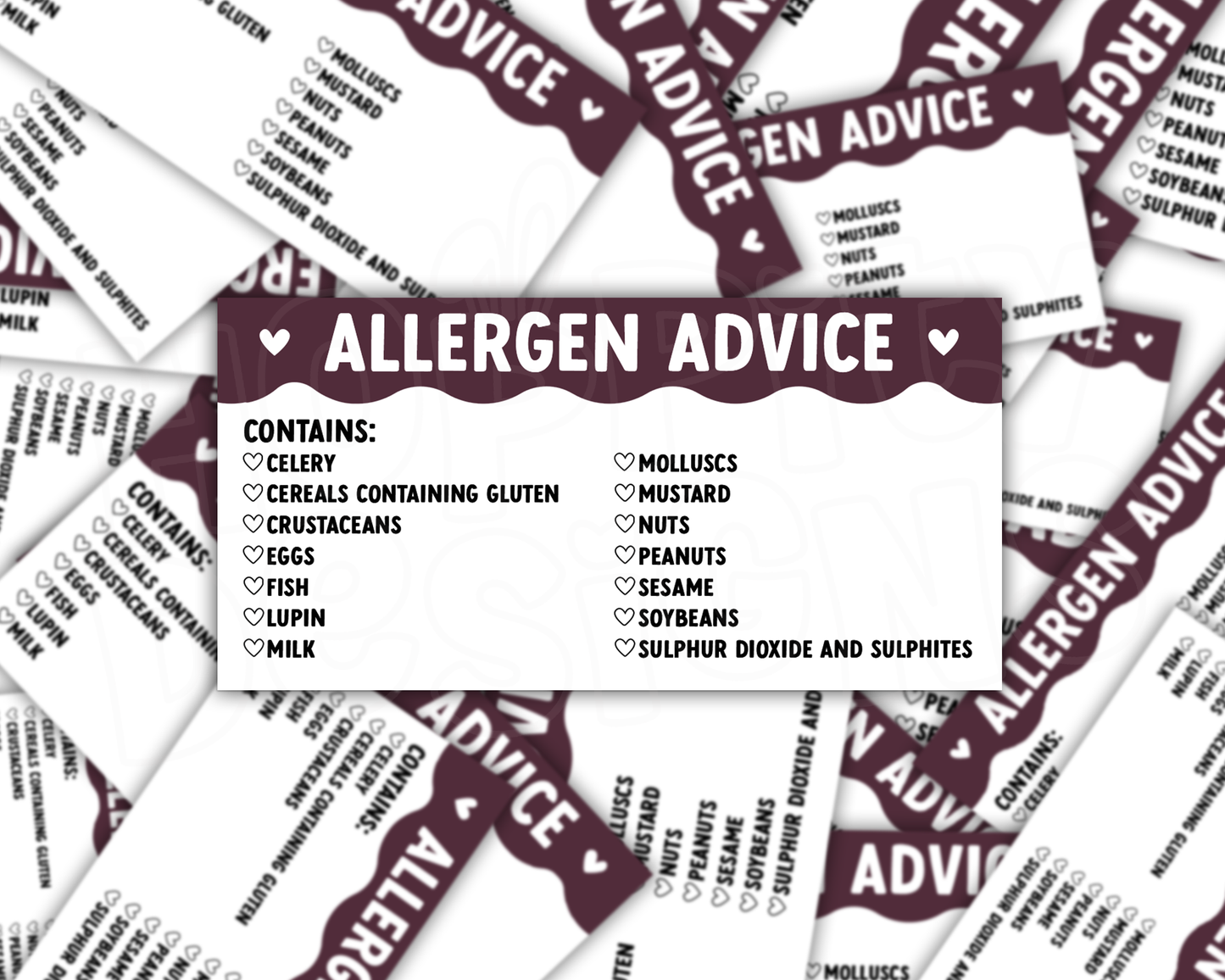 Scalloped Allergen Stickers 50mm x 100mm