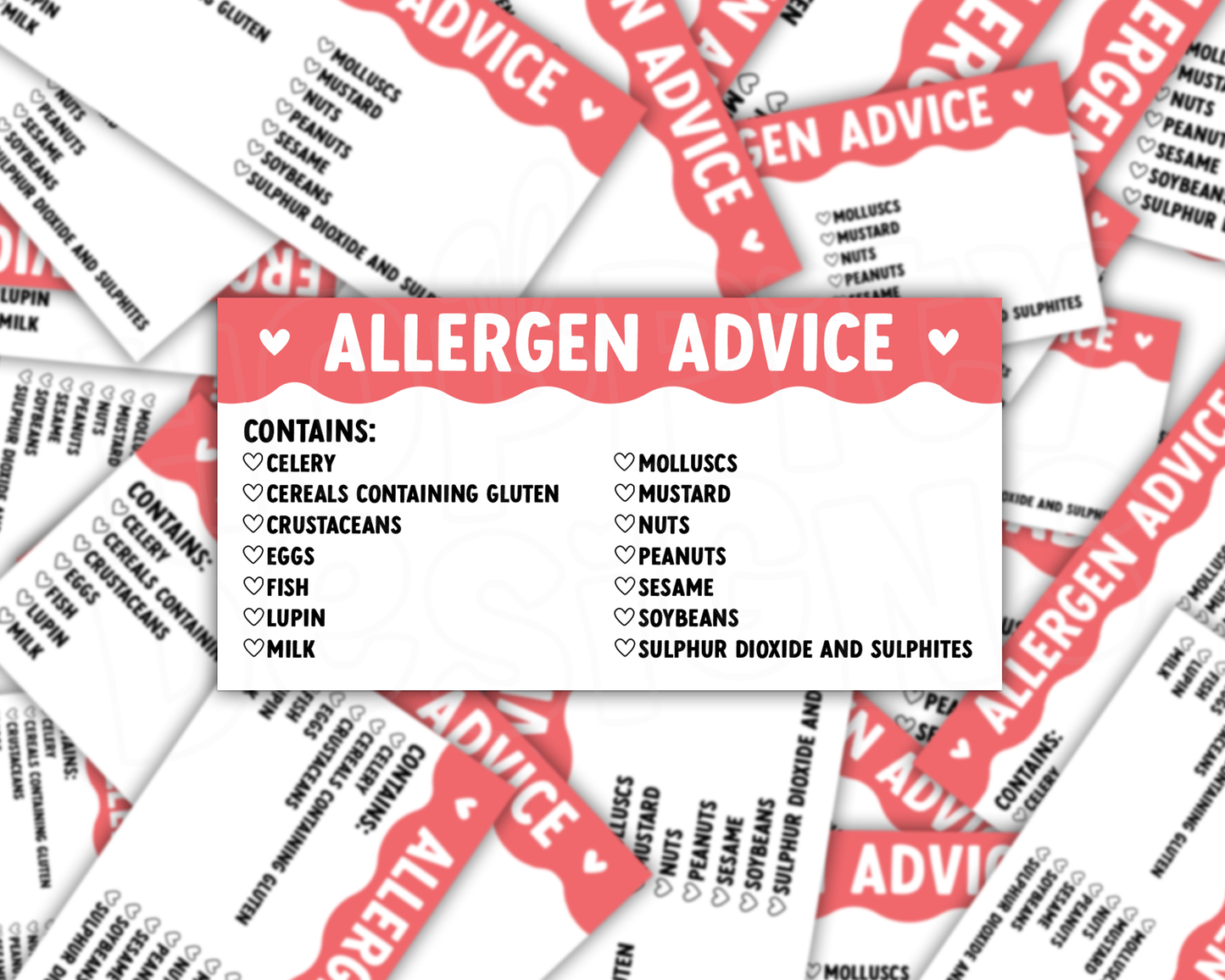 Scalloped Allergen Stickers 50mm x 100mm
