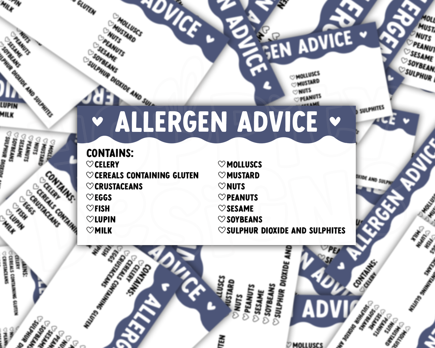 Scalloped Allergen Stickers 50mm x 100mm