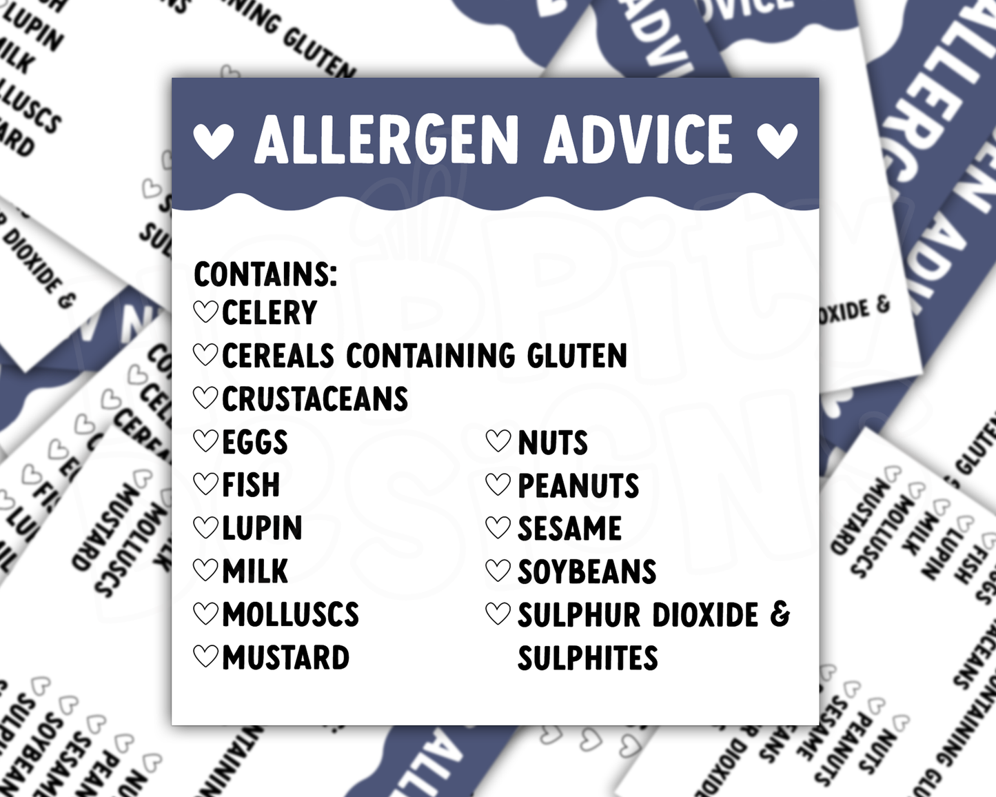 Scalloped Allergen Stickers 50mm x 50mm - Choose Your Colour