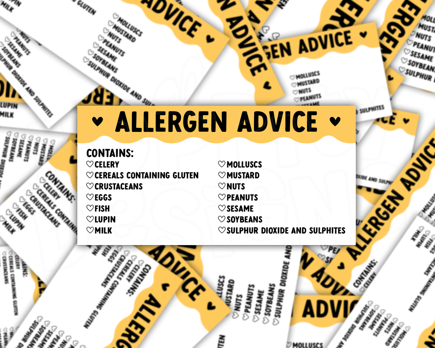 Scalloped Allergen Stickers 50mm x 100mm