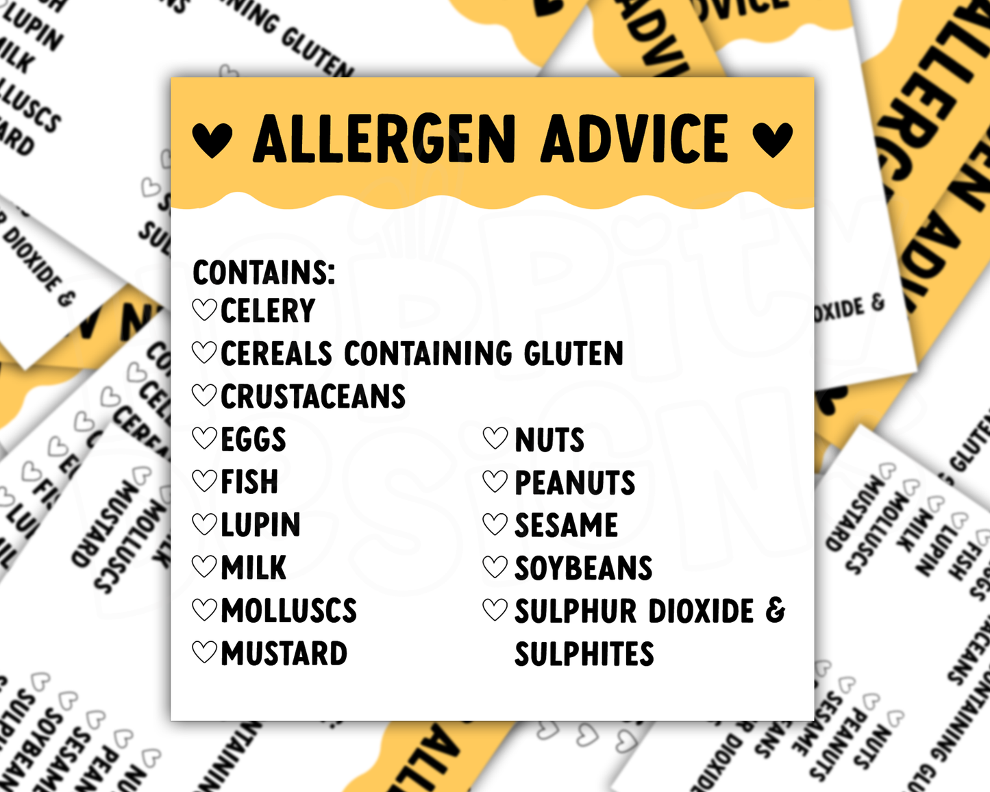 Scalloped Allergen Stickers 50mm x 50mm - Choose Your Colour
