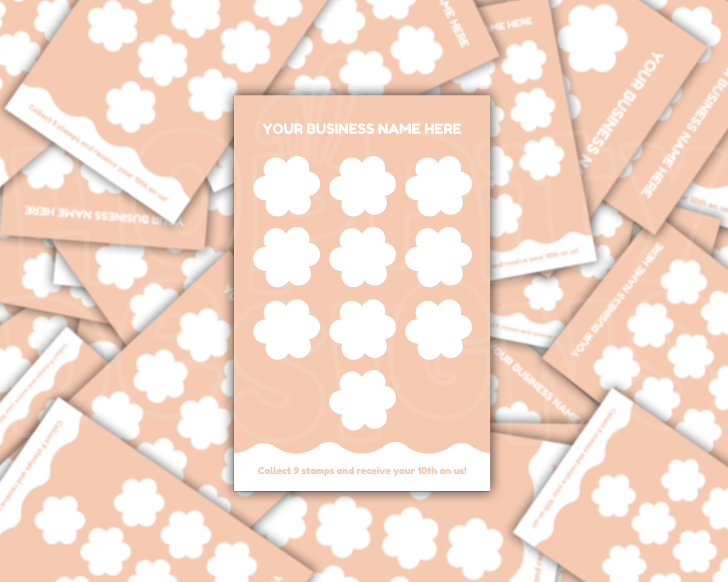 Scalloped Edge Loyalty Cards - Pre Designed Solid Colour