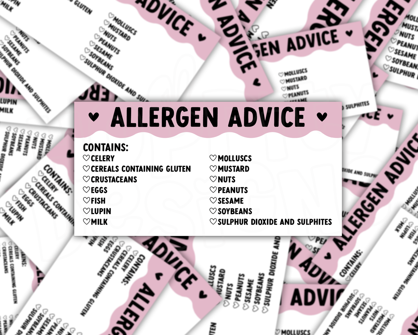 Scalloped Allergen Stickers 50mm x 100mm