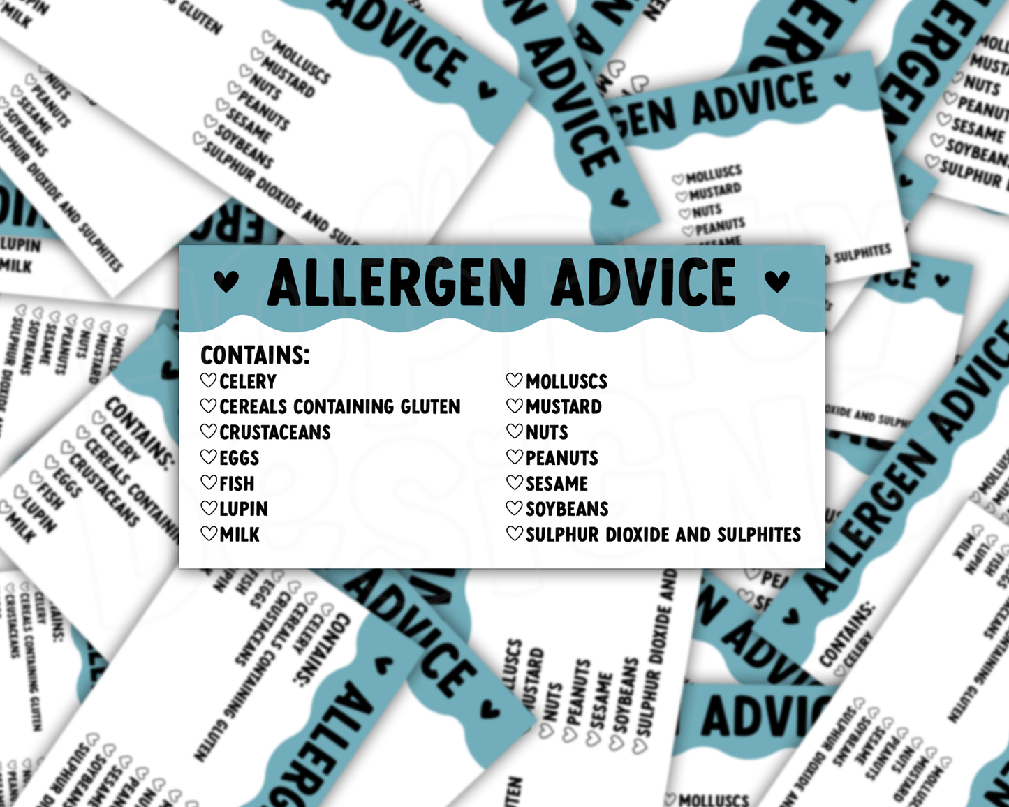 Scalloped Allergen Stickers 50mm x 100mm