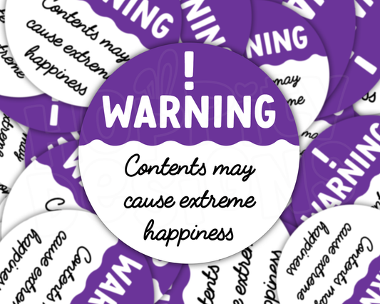 Purple Warning - Contents May Cause Extreme Happiness Parcel Stickers