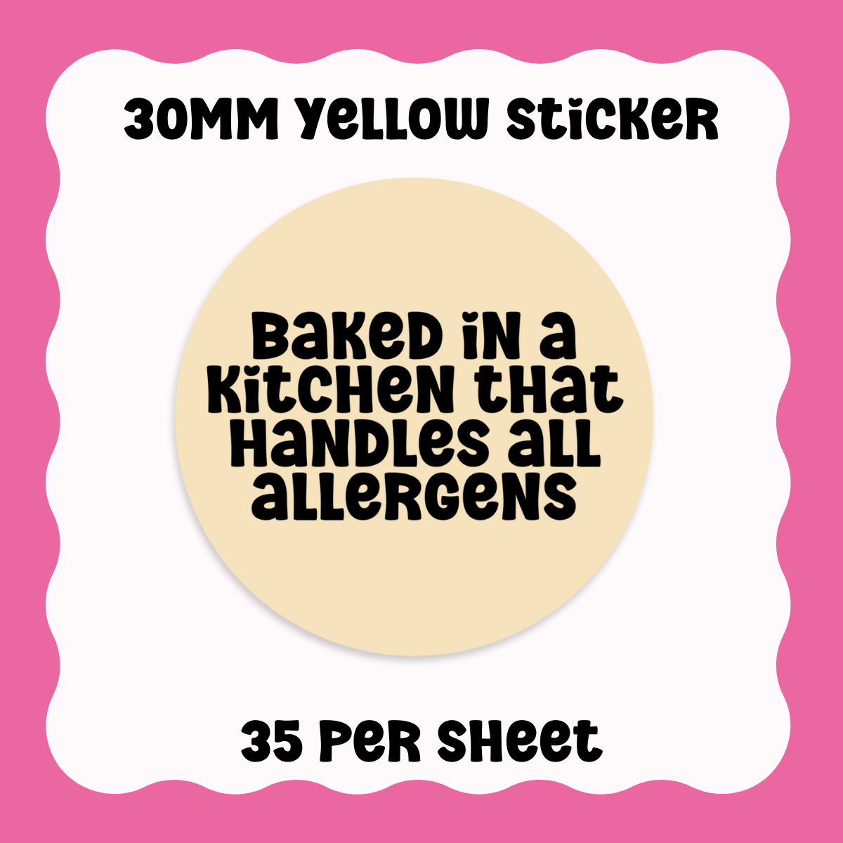Allergen/Ingredients Disclaimer Stickers - Text only