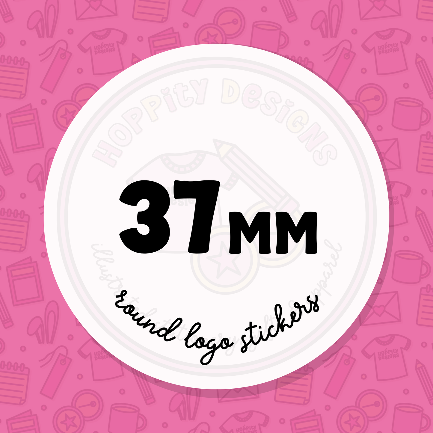 37mm Round GLOSSY Logo Stickers