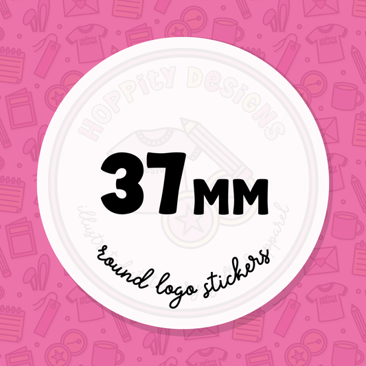 37mm Round GLOSSY Logo Stickers