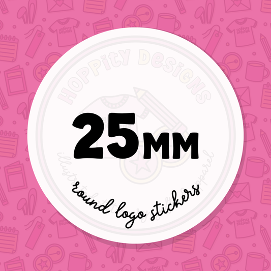 25mm Round GLOSSY Logo Stickers