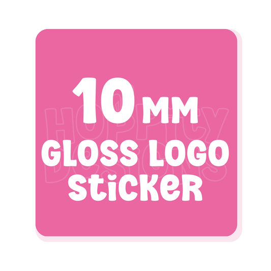 10mm Square GLOSSY Logo Stickers