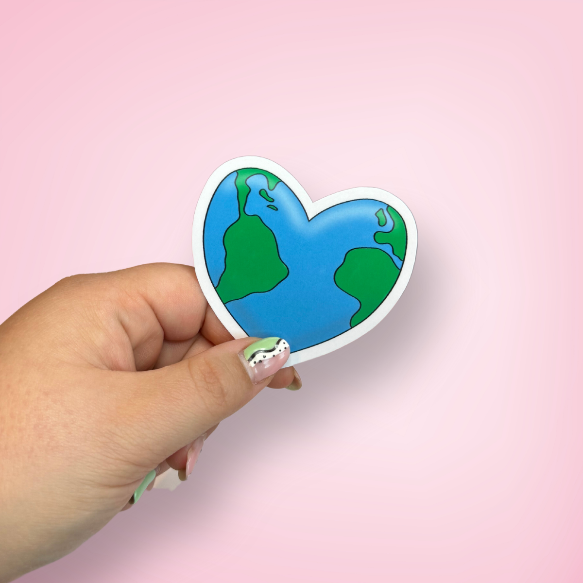 Heart Shaped Earth Die Cut Sticker