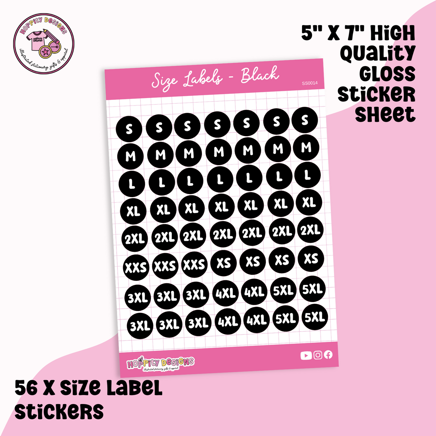 Size Labels - Black - SS0014