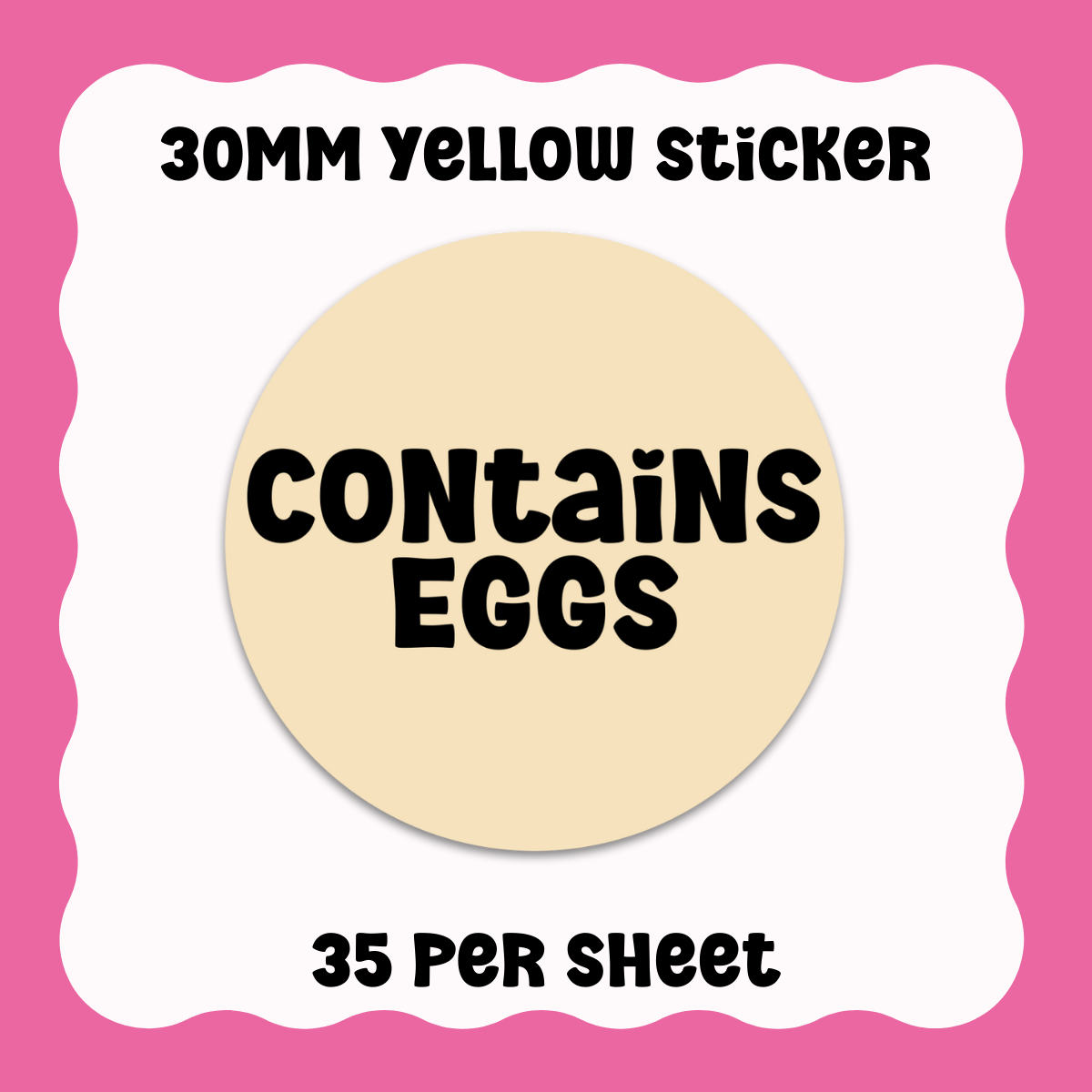 Contains Eggs Stickers - Text only