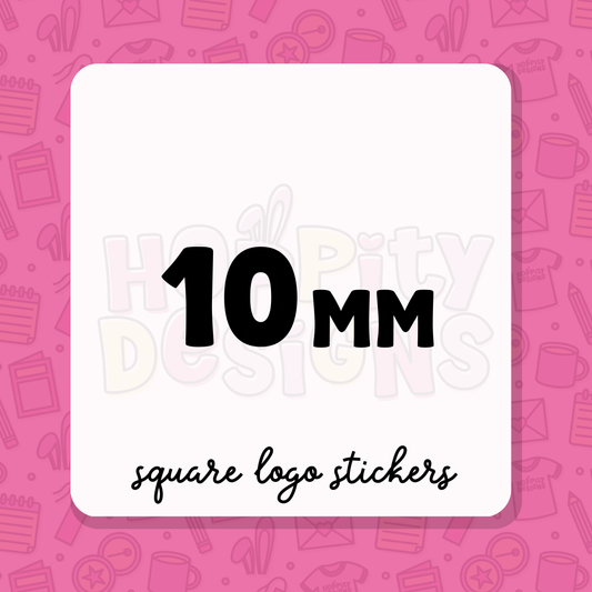 10mm Square Logo Stickers