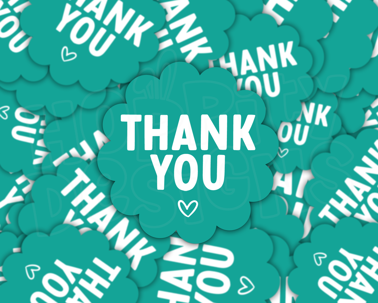 Teal Thank You Stickers with Scalloped Edge
