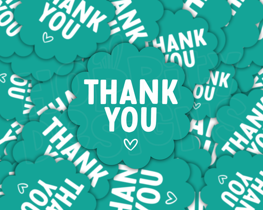 Teal Thank You Stickers with Scalloped Edge