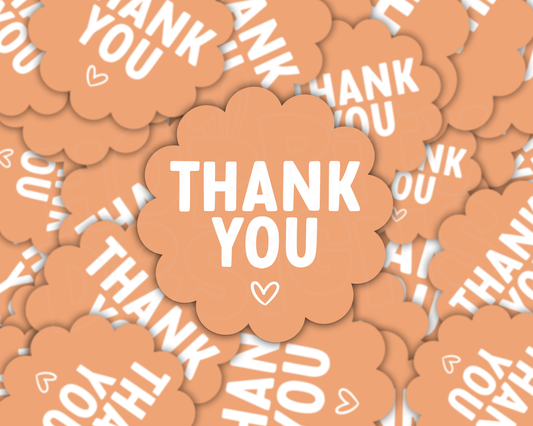 Orange Thank You Stickers with Scalloped Edge