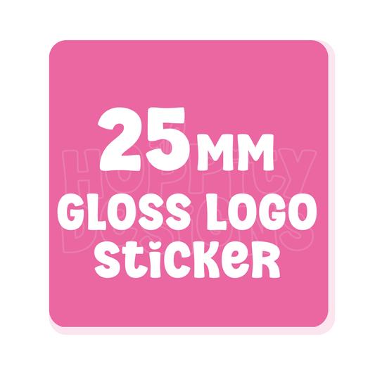 25mm Square Glossy Logo Stickers