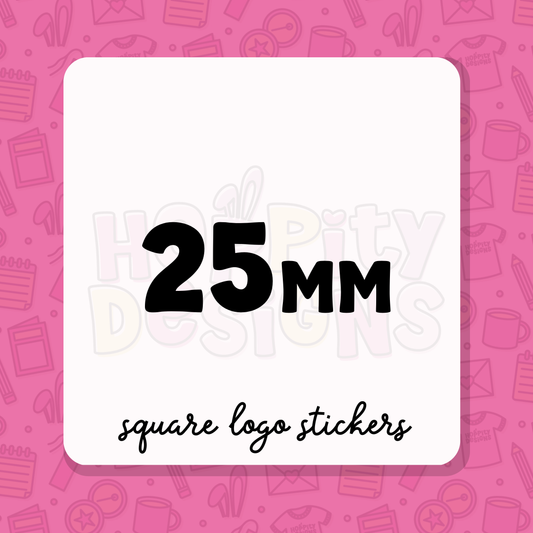 25mm Square Logo Stickers