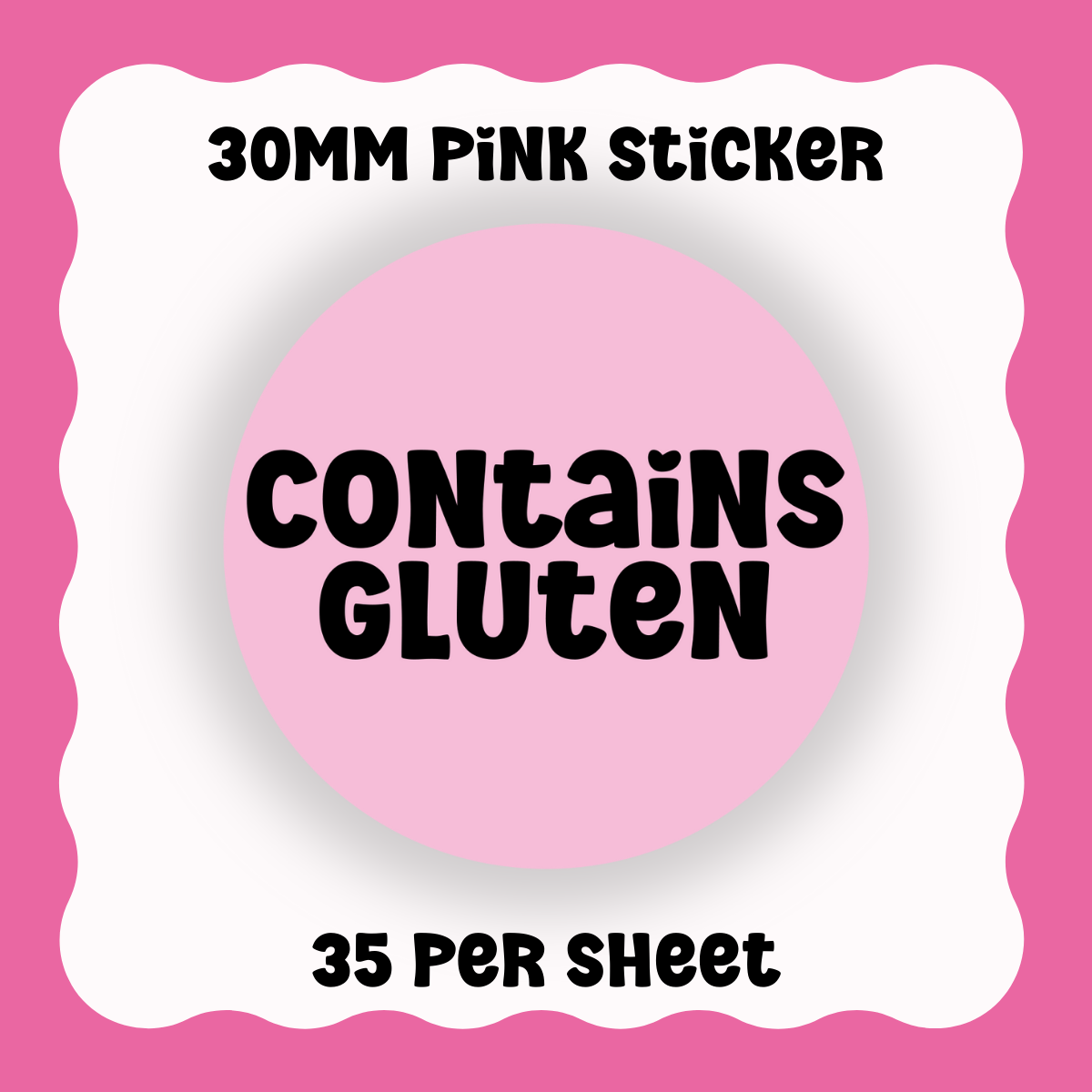 Contains Gluten Stickers - Text only