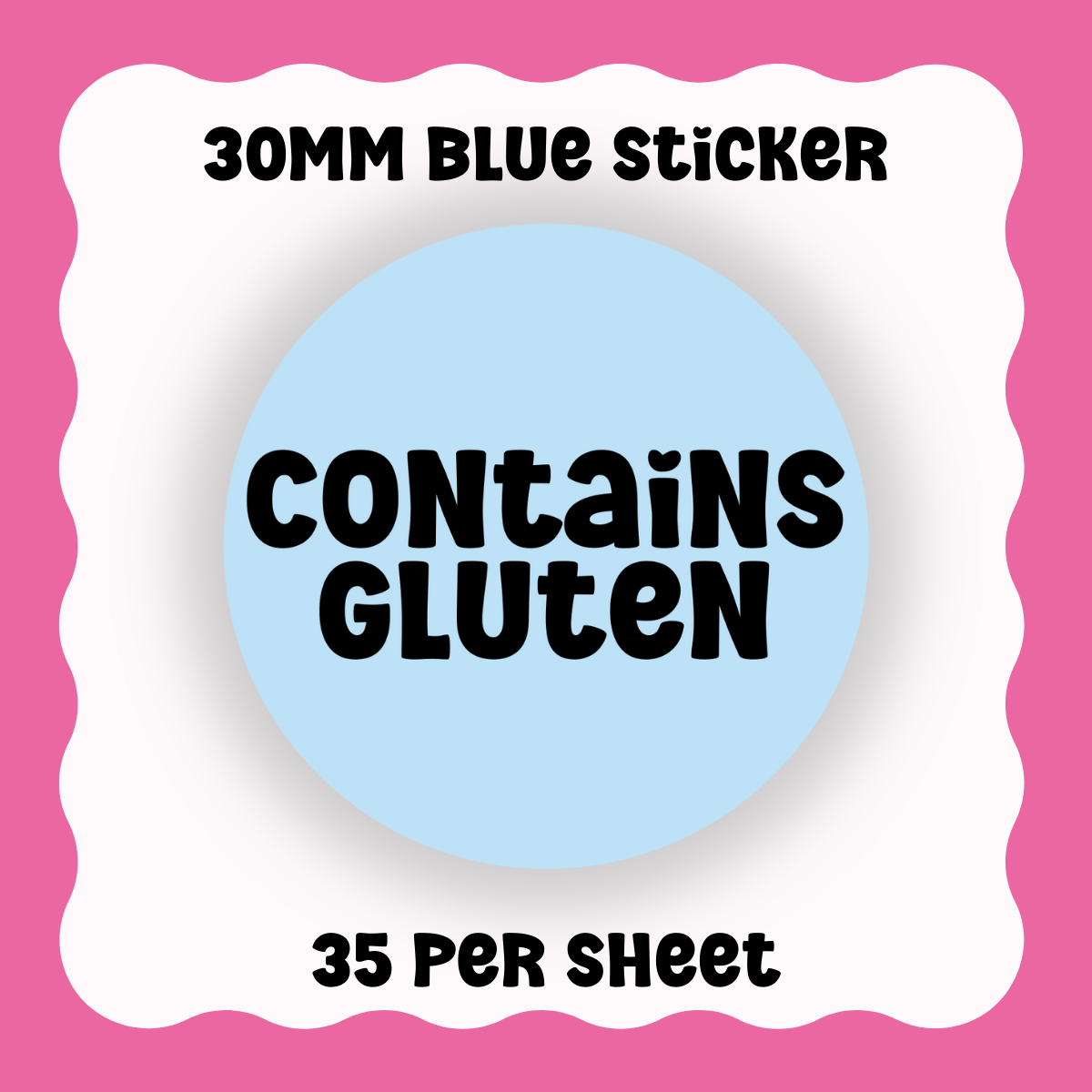 Contains Gluten Stickers - Text only
