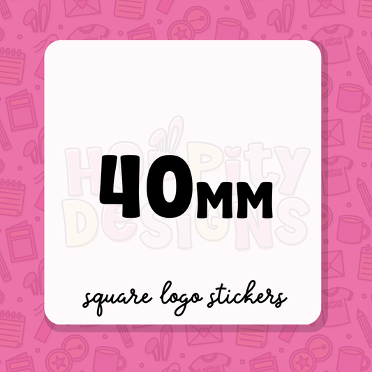 40mm Square Logo Stickers