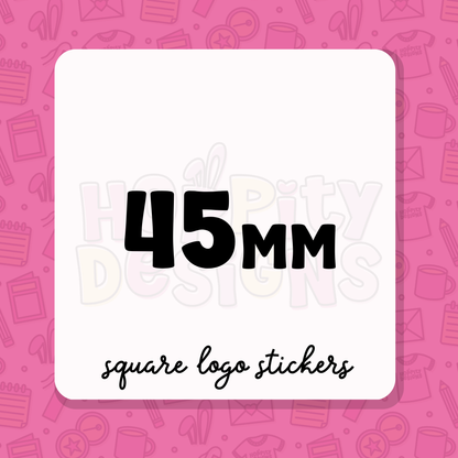 45mm Square Logo Stickers