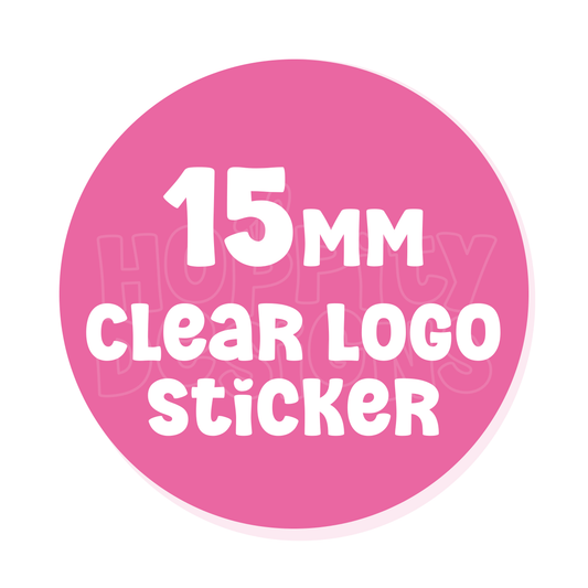 15mm Round CLEAR Logo Stickers