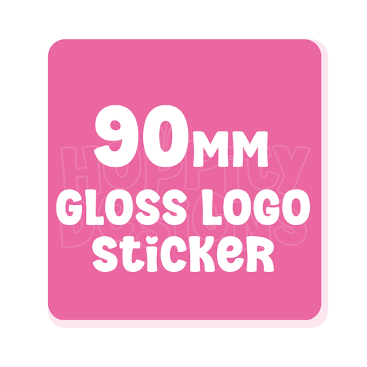 90mm Square Glossy Logo Stickers