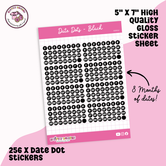 Date Dot Sticker Sheet - Black - SS0012