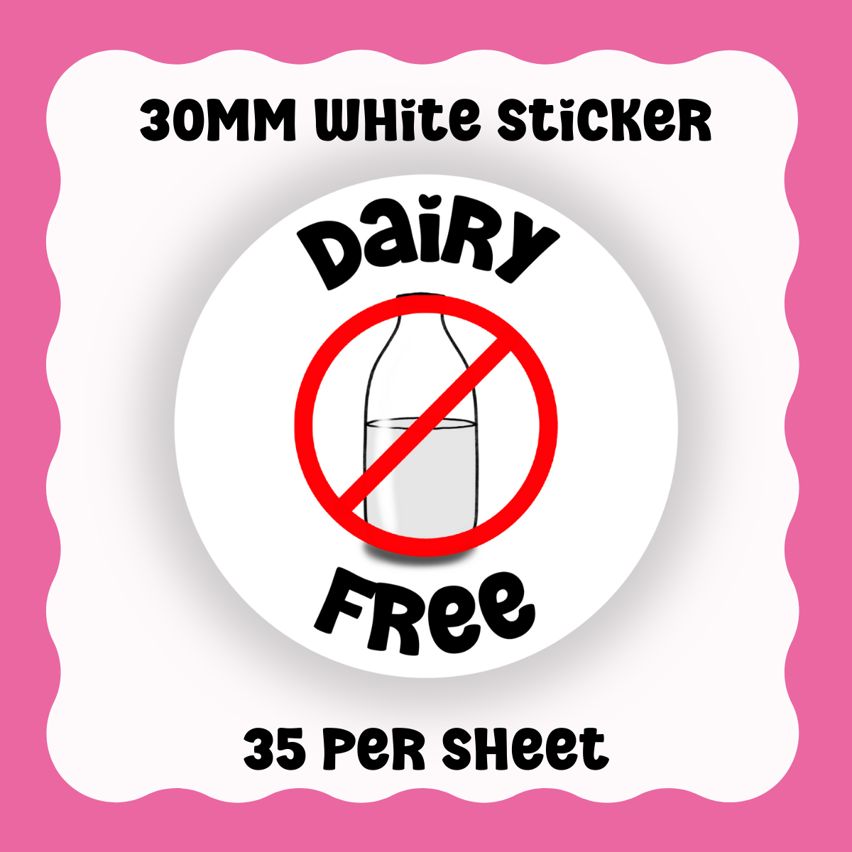Dairy Free Stickers - With Graphic