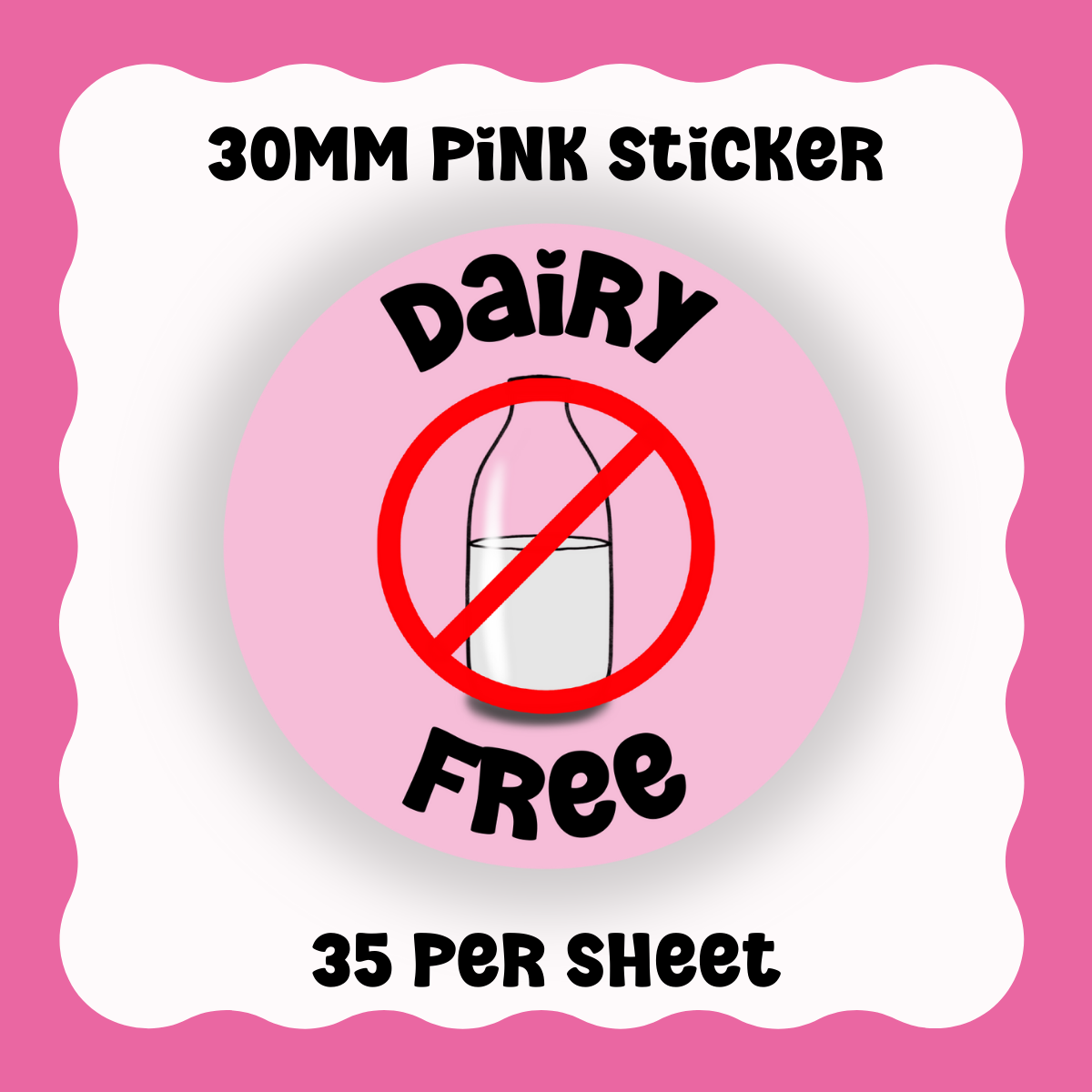 Dairy Free Stickers - With Graphic