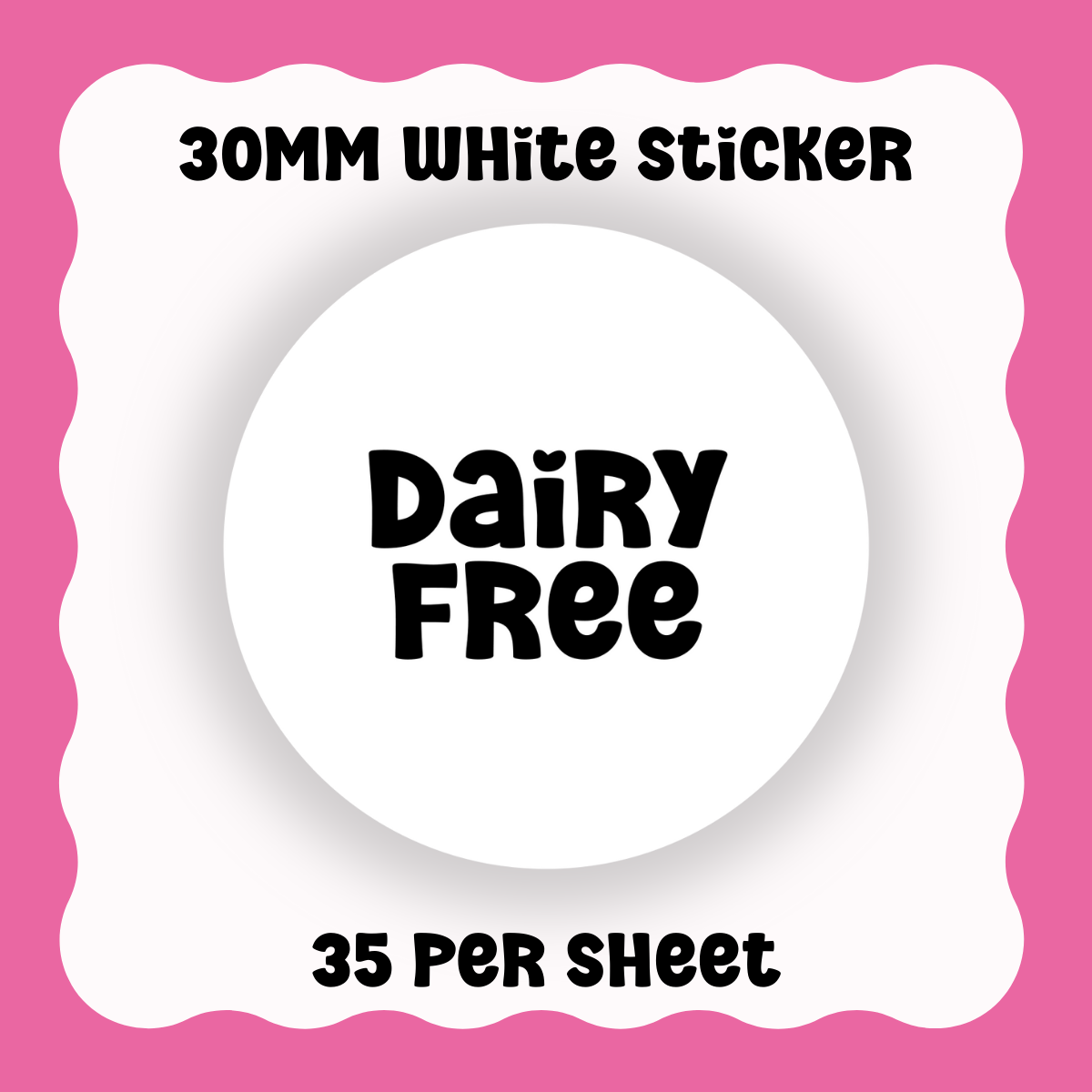 Dairy Free Stickers - Text only
