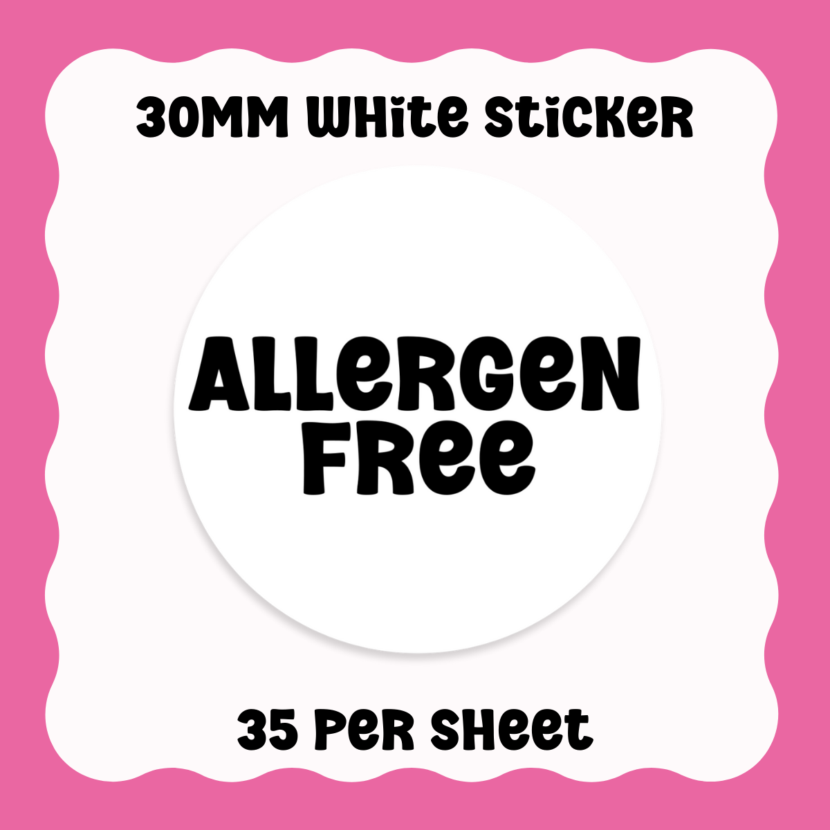Allergen Free Stickers - Text only