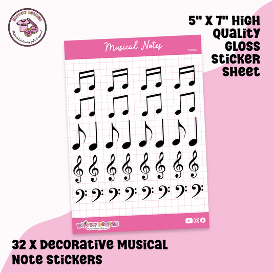 Musical Notes Decorative Sticker Sheet - SS0005