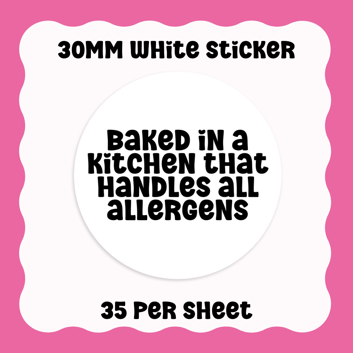 Allergen/Ingredients Disclaimer Stickers - Text only
