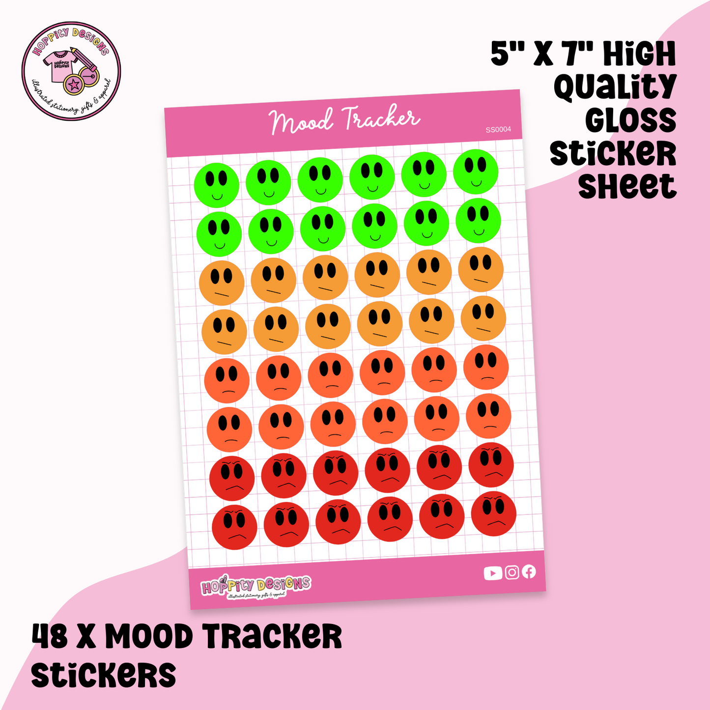 Mood Tracker Planner Sticker Sheet - SS0004