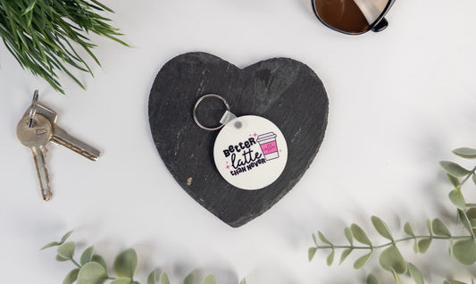 Better Latte Than Never Keyring - Round