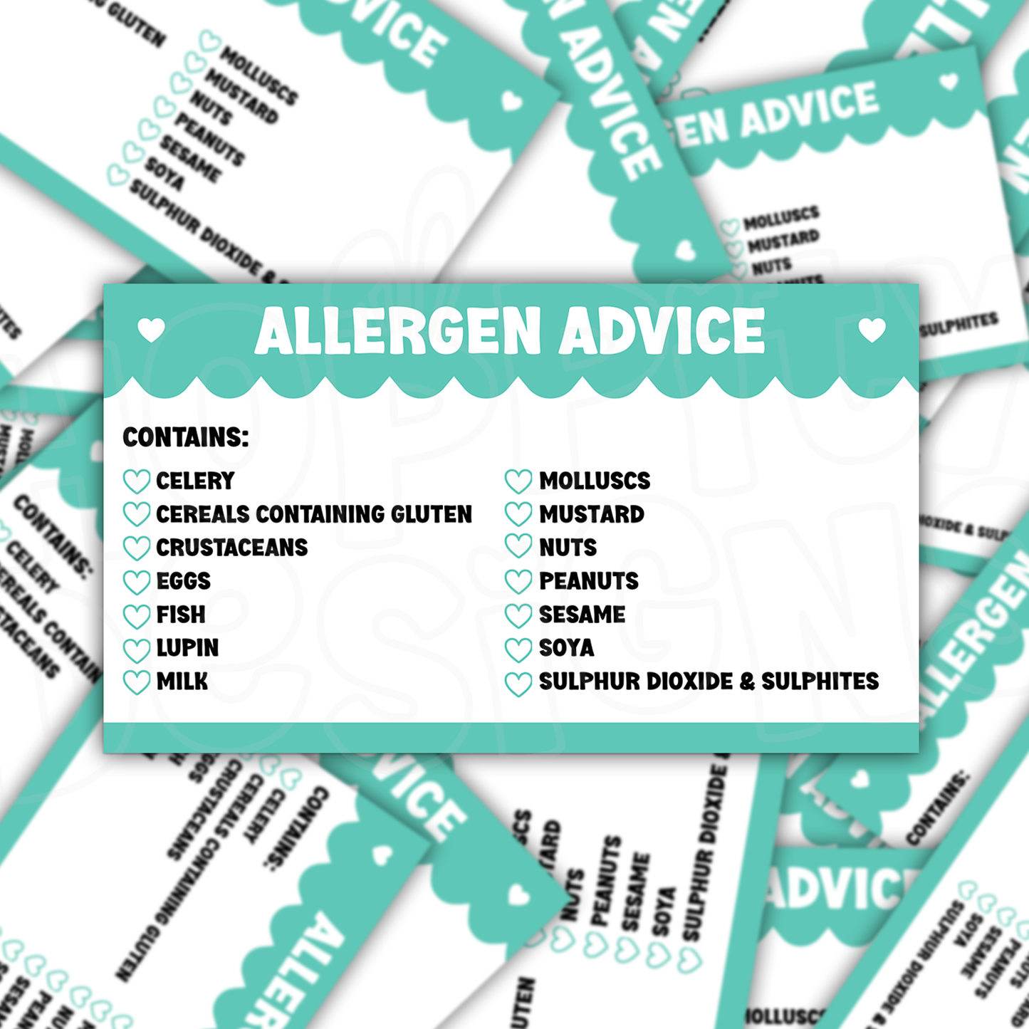 Scalloped Allergen Stickers 99mm x 57mm
