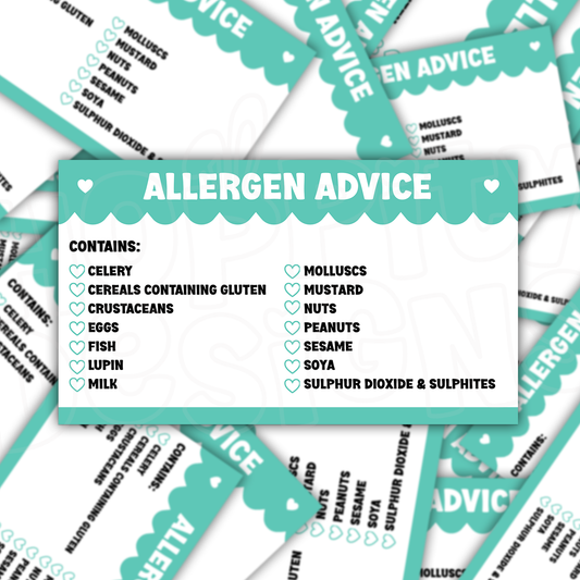 Scalloped Allergen Stickers 99mm x 57mm