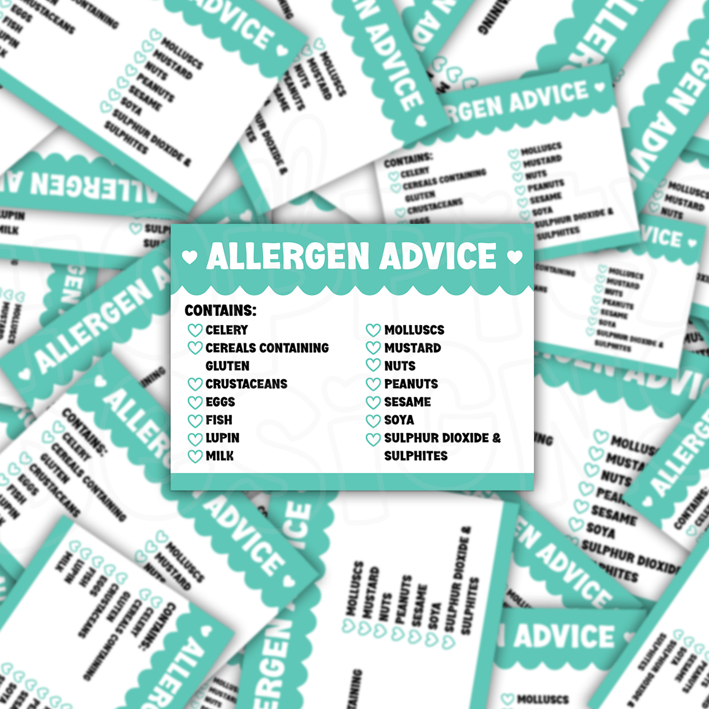 Scalloped Allergen Stickers 64mm x 47mm