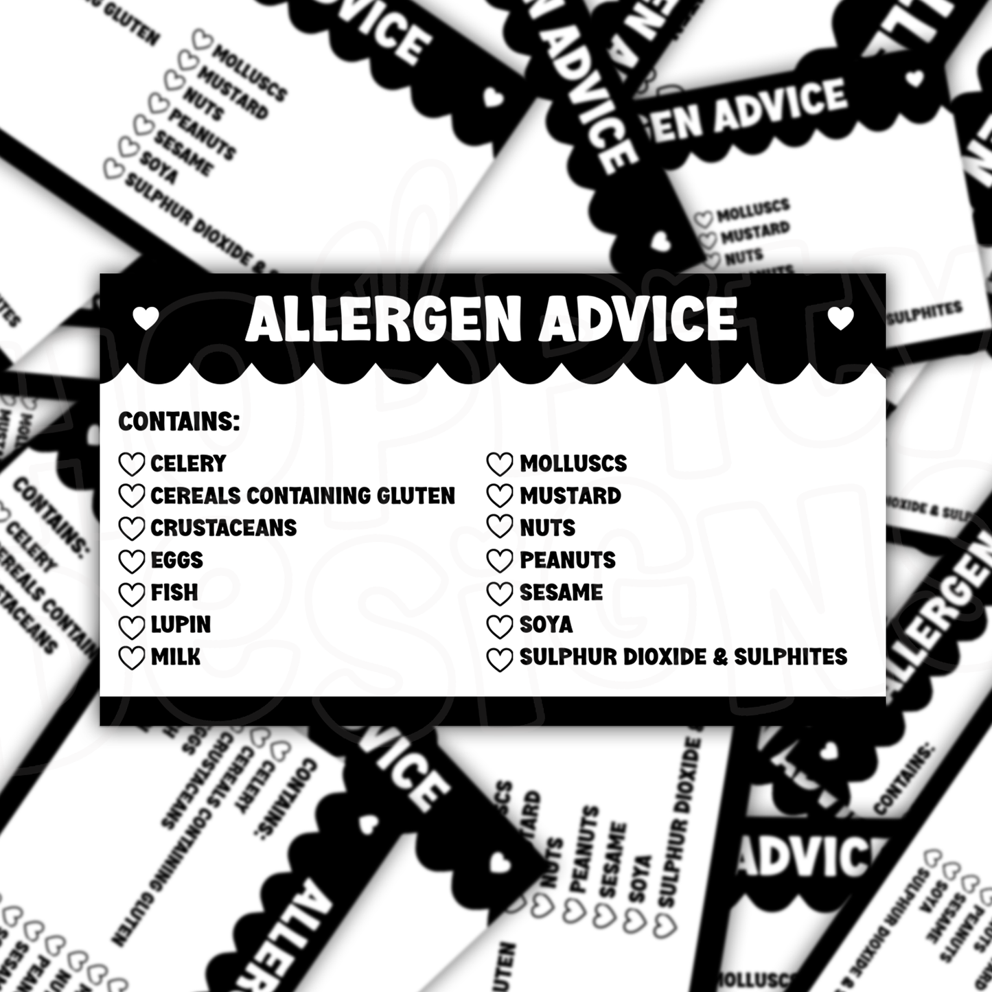 Scalloped Allergen Stickers 99mm x 57mm