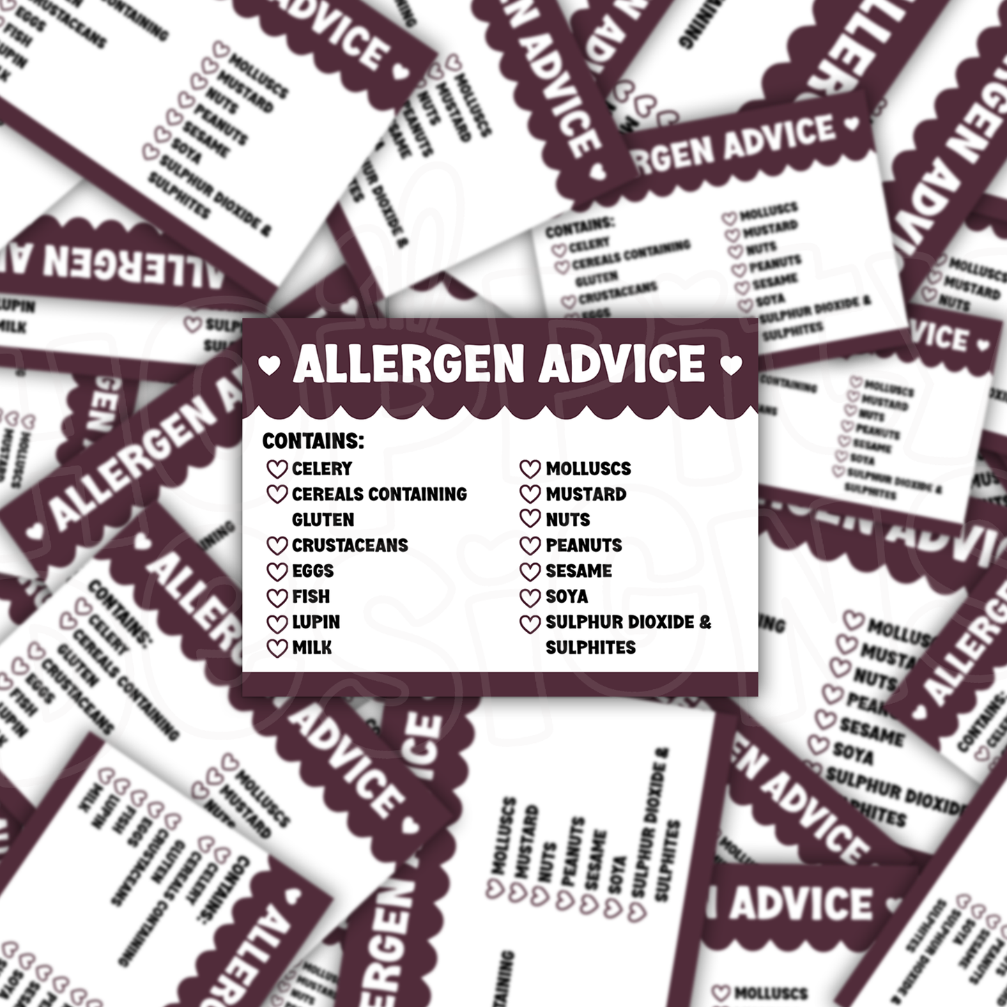 Scalloped Allergen Stickers 64mm x 47mm