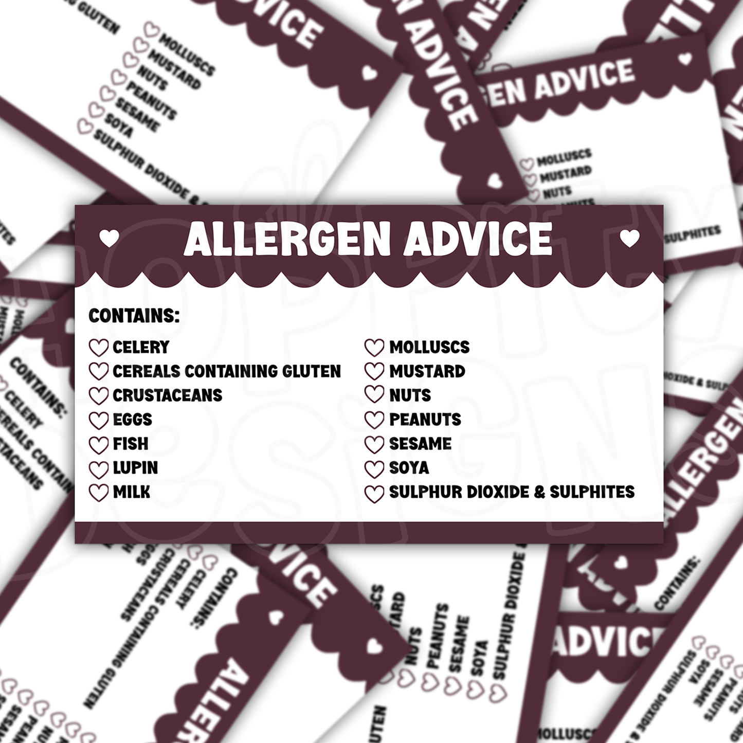Scalloped Allergen Stickers 99mm x 57mm