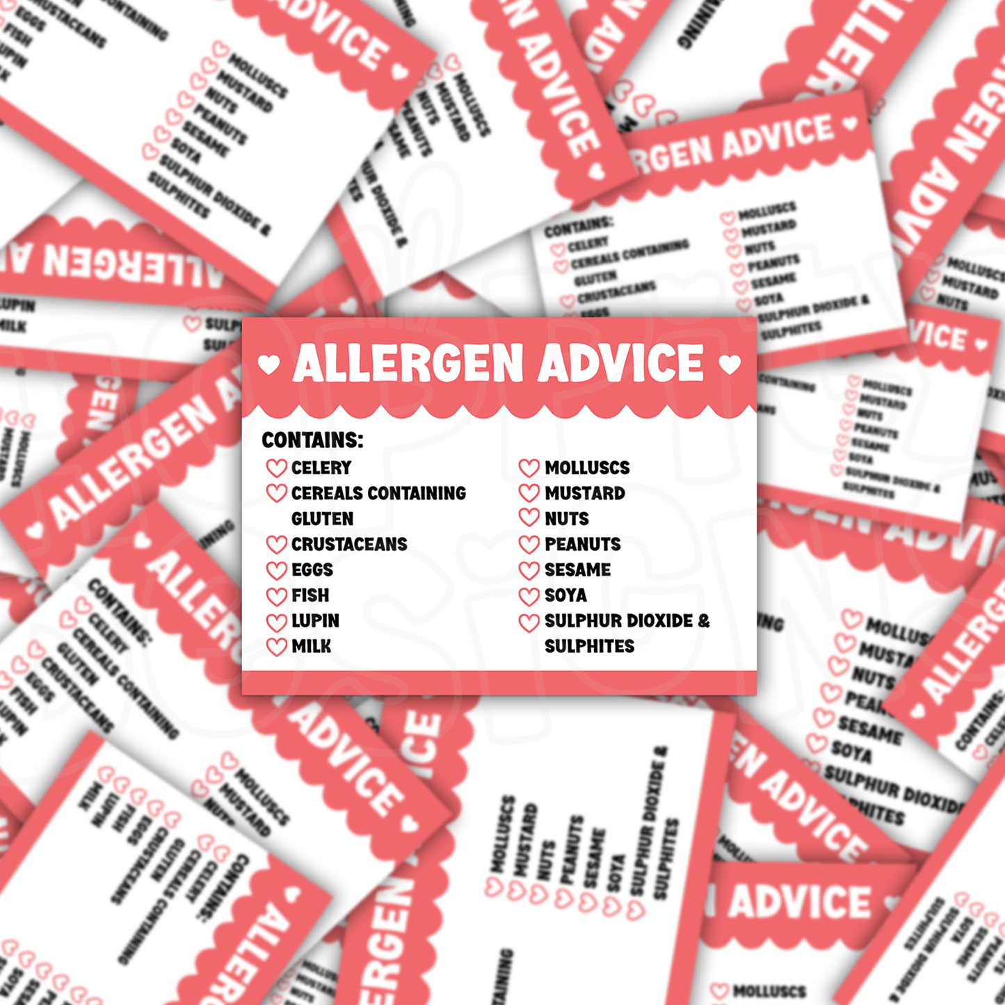 Scalloped Allergen Stickers 64mm x 47mm