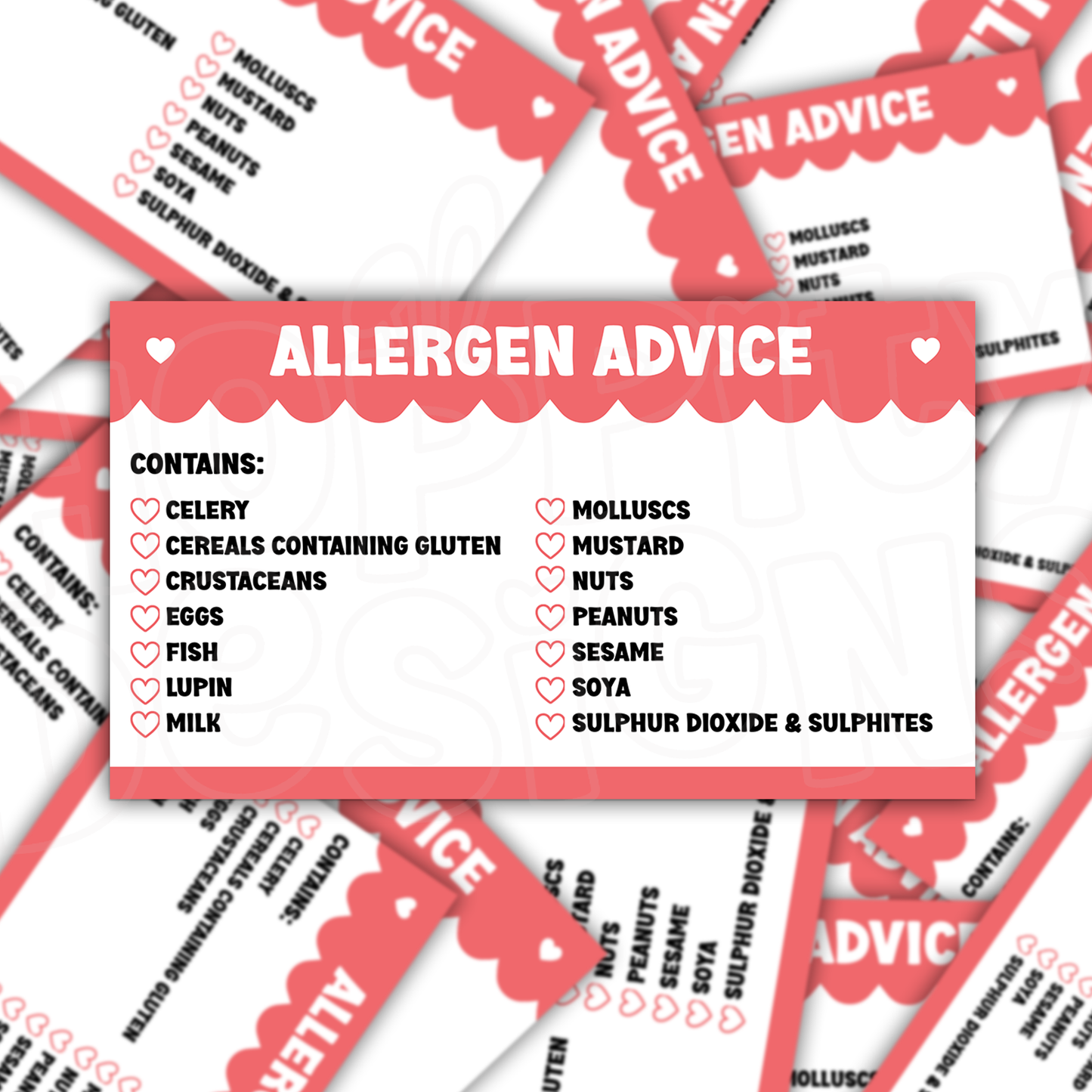 Scalloped Allergen Stickers 99mm x 57mm