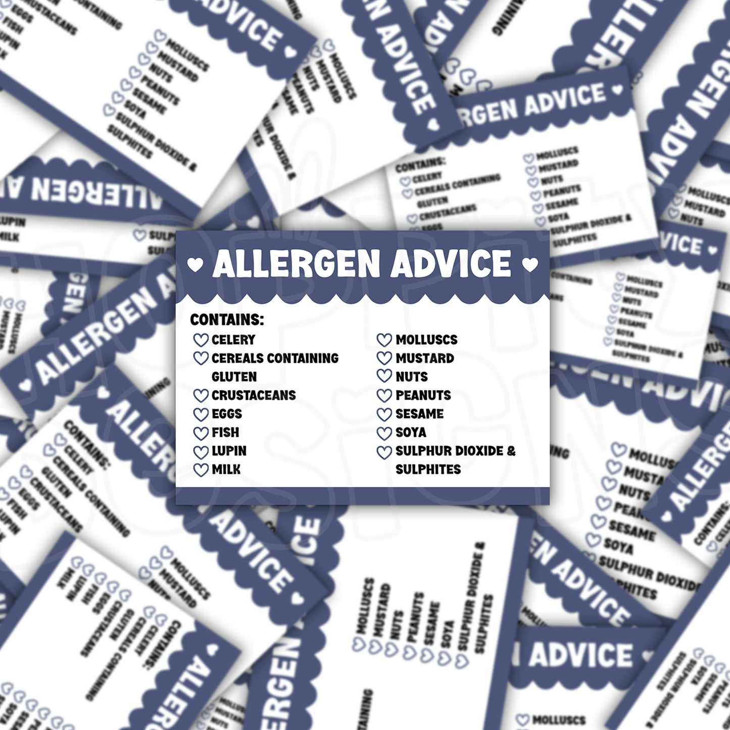 Scalloped Allergen Stickers 64mm x 47mm