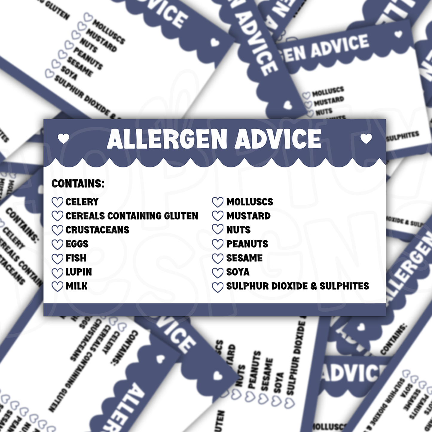 Scalloped Allergen Stickers 99mm x 57mm