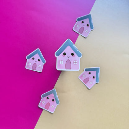 Cute Pink House Die Cut Sticker
